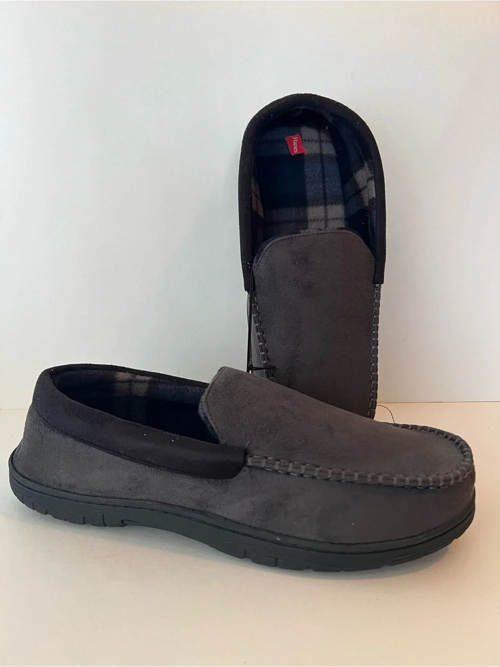 Hanes Men's Memory Foam Indoor Outdoor Moccasin Slippers